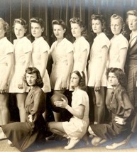 Real Photo Women&#39;s Basketball Team Unknown HighSchool Maine c1930s Sepia DWS9A - £45.95 GBP