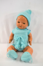 Composition Baby Doll Hard Body Sleepy Eye Molded Hair Unmarked Vtg 16&quot; - £45.48 GBP