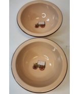 Marble Canyon Western Covered Wagon Enamelware Lot Of Two (2) Cereal Bow... - £39.30 GBP