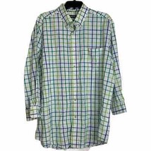 Orvis Shirt Size Large Blue White With Green Blue Check Mens Cotton Blend - £15.85 GBP