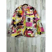 Vintage Karen Hart Jacket Blazer Size 1X Colorful Abstract Paris Travel - £16.22 GBP