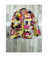 Vintage Karen Hart Jacket Blazer Size 1X Colorful Abstract Paris Travel - £16.22 GBP