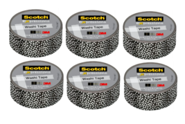 Scotch Expressions Washi Tape: 0.59 in. x 393 in.  Black/Silver Foil Dots 6 Pack - £9.86 GBP