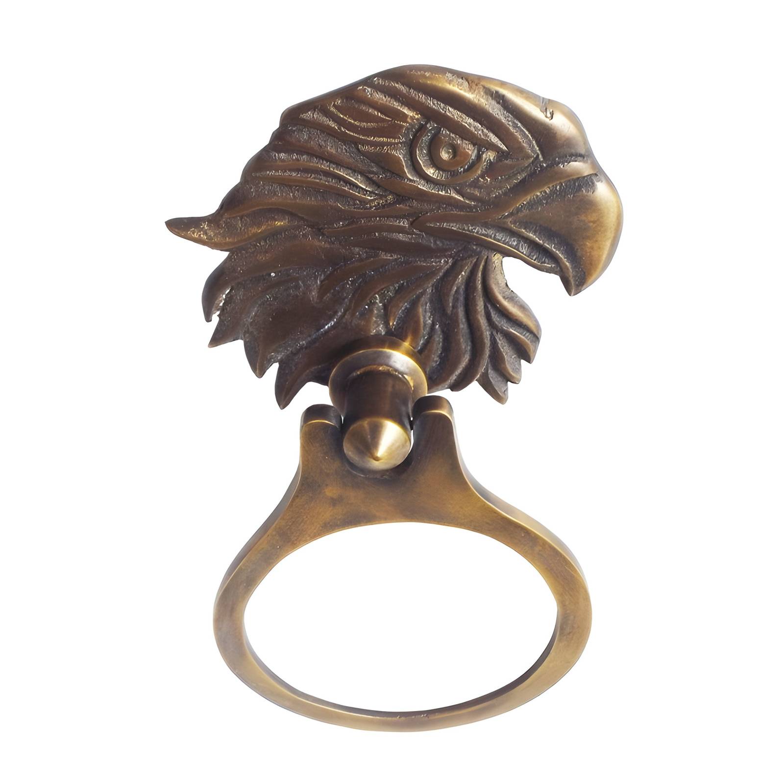 Vintage Entry Way Brass Door Knocker Earrings 6.8&quot; Antique Eagle Ring Do... - $82.00