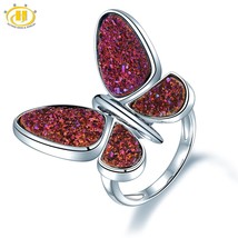Stock Clearance Druzy Agate Butterfly Design Solid Silver S925 Rings Lovely Styl - £20.71 GBP