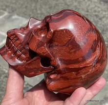 Rare 5&quot; Large Activated Crystal Skull Banded Red Snakeskin Jasper with H... - £359.71 GBP