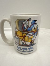 WWW World Wide Webbed Rare Disneyland Mug Donald Duck Disney Cup Vintage - $12.82