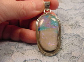 (#D-274) Dichroic Fused Glass Silver Pendant White Blue Purple - £61.30 GBP