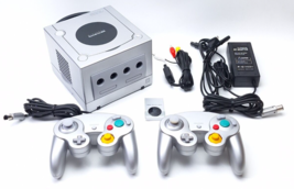 Nintendo Gamecube Console DOL-101 Silver Bundle w/Controllers TESTED/CLEANED - £83.54 GBP