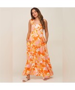 SHOP NEIGHBOR pink gauzy floral maxi dress with pockets size small - $62.04 CAD