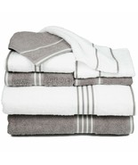 Lavish Home 8 Piece 100% Cotton Towel Set White and Silver/Gray - £44.81 GBP