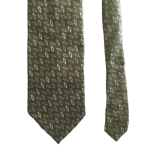 Puritan Vintage Silk Tie Men&#39;s Neck Tie Green Navy Graphic Print Stain Resistant - £19.83 GBP