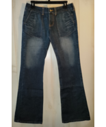 EXCELLENT WOMENS / JUNIORS HOLLISTER FLARE LEG DISTRESSED BLUE JEANS SIZE 5 - $49.04 CAD