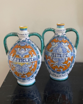 Italian Deruta Pottery Pair of Signed Francesca Niccacci Candlesticks or... - $445.50