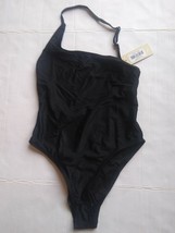 Ris-k Swimwear Jet Black Ribbed Bungalow One Piece Swimsuit R#1101 Small... - $29.70