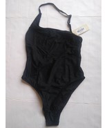 Ris-k Swimwear Jet Black Ribbed Bungalow One Piece Swimsuit R#1101 Small... - £23.27 GBP