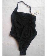 Ris-k Swimwear Jet Black Ribbed Bungalow One Piece Swimsuit R#1101 Small... - $29.70