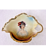 Victoria Austria Leaf Shaped Bowl w Beautiful Woman Bowl w Handle Wide G... - $31.22 CAD