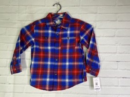 NEW Carter&#39;s Plaid Flannel Cotton Blue Red Button Up Long Sleeve Shirt B... - £15.53 GBP