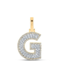 10kt Yellow Gold Mens Baguette Diamond G Initial Letter Charm Pendant 1/2 Cttw - £446.14 GBP