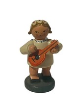 Wendt Kuhn ERZGEBIRGE Carved Wooden Figure Angel steinbach Worship Mandolin vtg - $49.45