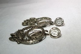Vintage Napoleonic Art Dangle Clip Back Earrings K1312 - $48.51