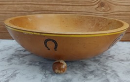 Robinhood Ware Wood Bowl Western Cowboy Theme Mid Century Footed Hand Painted - £38.92 GBP