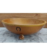 Robinhood Ware Wood Bowl Western Cowboy Theme Mid Century Footed Hand Pa... - £36.97 GBP