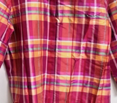 Coldwater Creek Orange Pink Plaid Shirt Blouce Women&#39;s Silk Shirt SZ S - $24.26