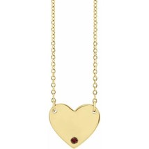 14K Yellow Gold Mozambique Garnet Heart Necklace - £398.87 GBP