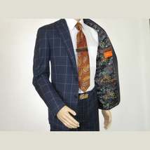 Men TALLIA Suit Wool Blend English Plaid Classic 2Button VDVA2SVX0013 Blue Brown image 4