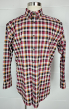 Orvis Mens Long Sleeve Cotton Button Front Shirt Plaid Red Orange XL - $24.75