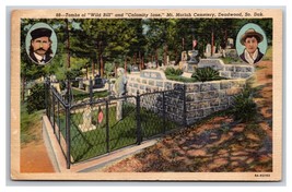 Wild Bill and Calamity Jane Grave Deadwood South Dakota SD Linen Postcard XB10 - £2.39 GBP