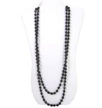 Vintage Faceted Black Bicone Glass Flapper Necklace Extra Long 62 inch l... - £15.56 GBP