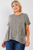 Women&#39;s Plus Size Leopard Print Short Sleeve Top (1XL) - $27.72