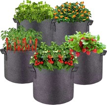 5 Pcs Grow Bags 5 Gallon Plant Grow Bags Multi-Purpose Nonwoven Fabric Pots With - £30.05 GBP