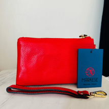 MARKESE Italian Leather Dollaro Clutch Wristlet Wallet Organizer, Red, NWT - $83.22