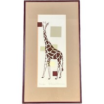 Vintage Gwen Peterson Signed Framed Cat Giraffe Print Lithograph New Mexico Art - £48.58 GBP