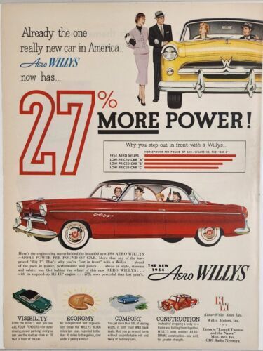 1954 Print Ad The New '54 Aero Willys Eagle Deluxe 2-Door Red Car Kaiser-Willys - £16.37 GBP