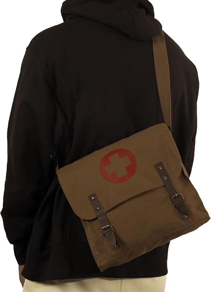 Rothco Vintage Medic Canvas Bag W Cross Crossbody Messenger Shoulder Bag Brown Item image 4