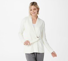 Barefoot Dreams CozyChic Lite Side Tie Cardigan in Pearl Large - £69.76 GBP