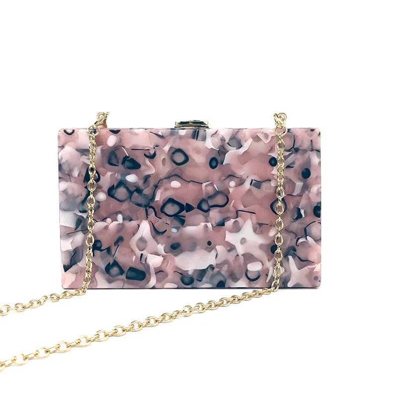  Arrival Handbag  Acrylic Clutch Purse Pink  Pattern Chain  Crossbody Bag Weddin - £144.37 GBP