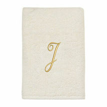 Avanti Towels, Monogram Initial Script Ivory and Gold 16″ x 30″ Hand Towel Beddi - £14.22 GBP