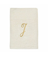 Avanti Towels, Monogram Initial Script Ivory and Gold 16″ x 30″ Hand Tow... - $18.00