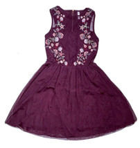 Plum Tulle Floral Embroidered Dress Juniors Small Special Occasion Holiday - £9.46 GBP