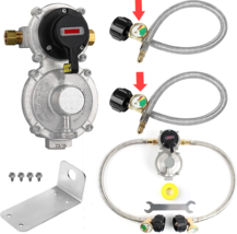 2-Stage Auto Changeover Propane Gas RV Regulator Kit with Two Gauges 18 In. - £49.86 GBP
