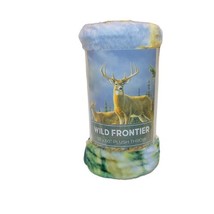 Wild Frontier 50”x 60” Wilderness DEER Woods Plush Throw Blanket Colorful NEW - £18.07 GBP