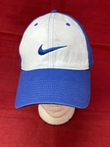 Nike Just Do It Blue &amp; White Vintage Snapback Classic Baseball Hat Canvas - $39.59