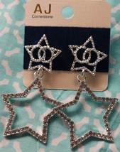 Silver-Color Double Star Earrings - £4.65 GBP