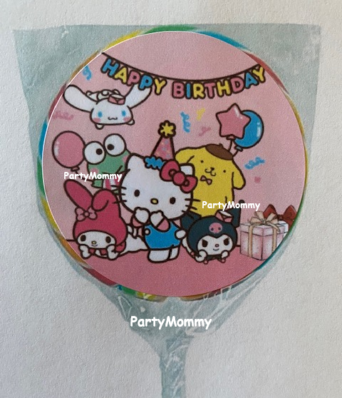 Hello Kitty Stickers Favors Labels Tags Birthday Party  2.5" (12) Round
